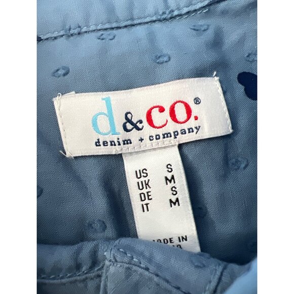 Denim and Co Valentines Clip Dot Button Front Shirt Med Denim Blue Womens Small - Picture 3 of 6